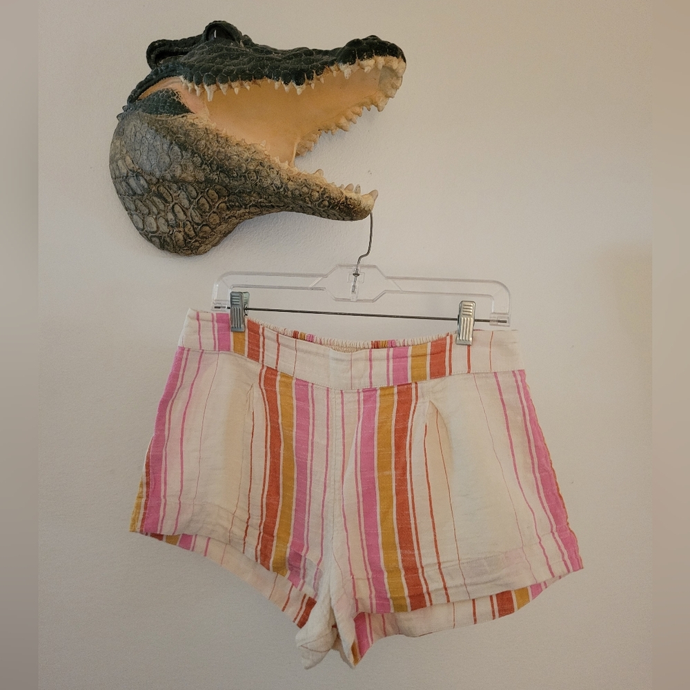 Rip Curl Striped Linen Flat Shorts Size Medium Wi… - image 1